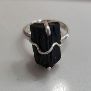 Black Stone 950 Silver Ring